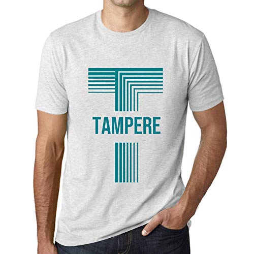 One in the City Hombre Camiseta Vintage T-Shirt Gráfico Letter T Countries and Cities Tampere Blanco Moteado