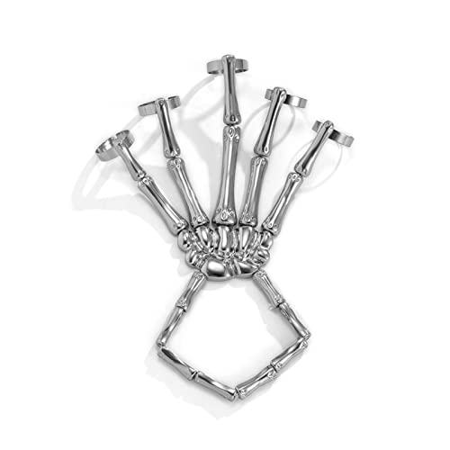 One Piece Steam Punk Hip Hop Bracelet for Mujeres Hombres Hombre Gótico Cráneo Esqueleto Elasticidad Pulseras Brazaletes Pareja Joyería Vestido de Lujo Corte Vintage Corona (Color : Silver)