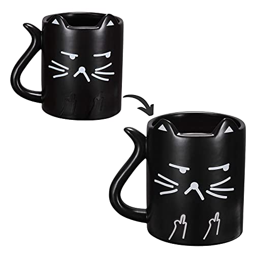 Onebttl Taza Gato, Tazas Desayuno Originales, Taza termosensible, Taza café Sensible a Calor, Taza Divertida con Frases I Do What I Want, Taza Cambio Color, opción, Taza Graciosa, Neko