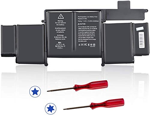 Onlyguo 11.42V 74.9Wh A1582 A1502 A1493 Reemplazo de la batería del portátil para MacBook Pro Battery 13 Inch Retina Early 2015 Mid 2014 Late 2013 MacBooPro 11,1 12,1 MacBook Pro