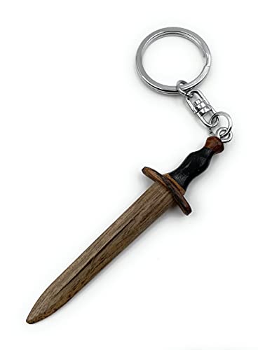 Onwomania Llavero de madera Espada Arma Combate Aguacero Arma Caballero Medieval Colgante Encanto