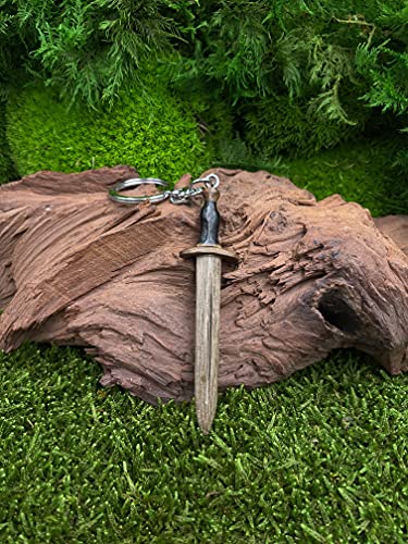 Onwomania Llavero de madera Espada Arma Combate Aguacero Arma Caballero Medieval Colgante Encanto