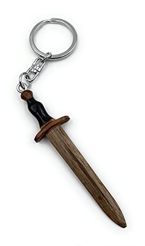 Onwomania Llavero de madera Espada Arma Combate Aguacero Arma Caballero Medieval Colgante Encanto
