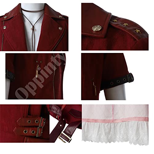 Oppinty Anime Crisis Core - Final Fantasy VII Aerith Gainsborough cosplay traje vestido de fiesta traje S rojo