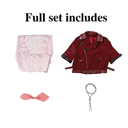 Oppinty Anime Crisis Core - Final Fantasy VII Aerith Gainsborough cosplay traje vestido de fiesta traje S rojo