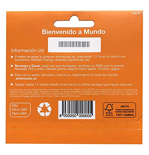 Orange Spain - Tarjeta SIM Prepago 20 GB en España | 5.000 Minutos Nacionales | 50 Minutos internacionales | Activación Online Solo en www. marcopolomobile .com