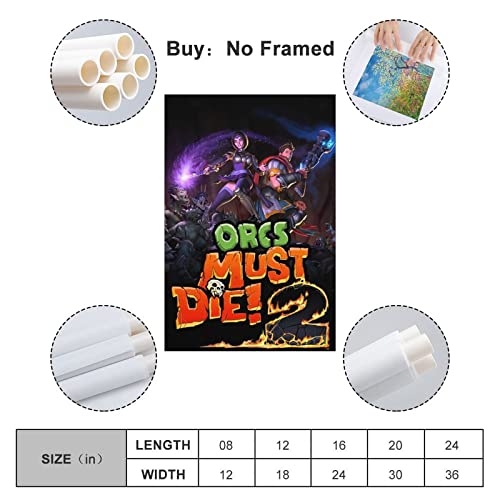 Orcs Must Die - Póster de 2 fundas para juegos, diseño de lienzo y pared (40 x 60 cm)