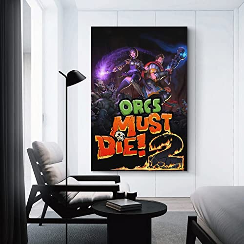 Orcs Must Die - Póster de 2 fundas para juegos, diseño de lienzo y pared (40 x 60 cm)