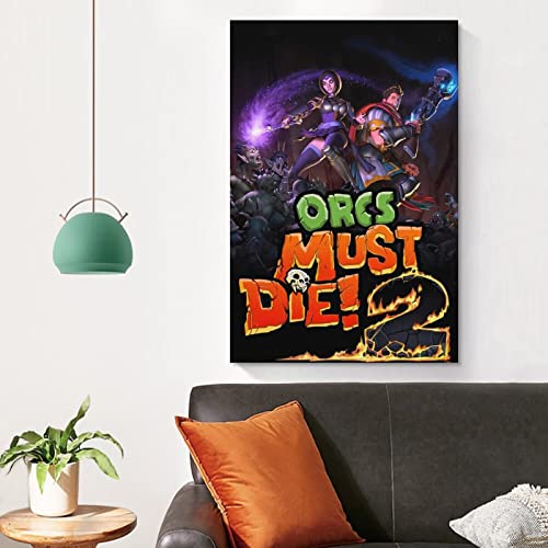 Orcs Must Die - Póster de 2 fundas para juegos, diseño de lienzo y pared (40 x 60 cm)
