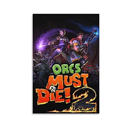 Orcs Must Die - Póster de 2 fundas para juegos, diseño de lienzo y pared (40 x 60 cm)