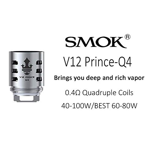 Original Smok TFV12 Prince Coils Q4 X6 M4 Fit TFV12 Prince Verdmapfer Stick Prince Kit Smok Mag Kit Pack of 3 (TFV12 Prince Q4)