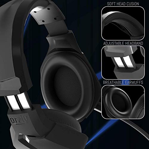 Orzly Auriculares Gaming Compatible con PS5, PS4, PC, Xbox, Nintendo Switch, con microfono, Sonido Premiun RGB Luz LED, cancelación de Ruido - Hornet RXH -20 Abyss Edicion