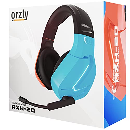 Orzly Auriculares para Juegos micrófono compatibles con Nintendo Switch OLED y Lite Joycon Color Match con micrófono de luz LED y Control Remoto - Hornet RXH-20 Tanami Edition