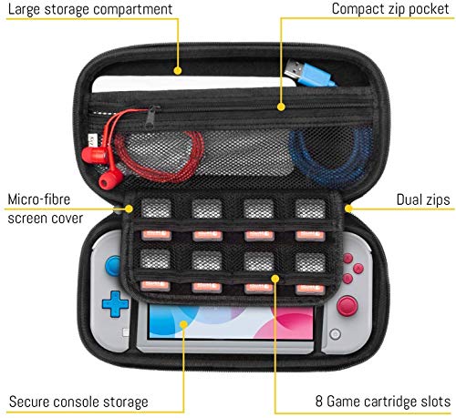 Orzly Funda para Nintendo Switch Lite – Estuche Protector rigida, para Llevar Nueva Switch Lite Consola (2019) y Sus Juegos y Accesorios - Gris