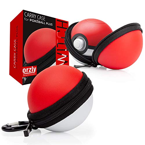 Orzly Funda para Pokebolas Pokemon para Nintendo Switch Pokeball Plus Estuche Protector con Cremallera rígida con Enganche para cinturón Colores Rojo y Blanco