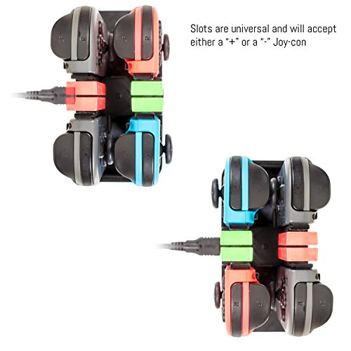 Orzly Switch Pro Controller Dock, Multi Estación de Carga [Luces LED Individuales y Cable USB TypeC] - para Cargar hasta Cuatro Joy-Cons de la Nintendo Switch (o 1 Pro Controller y 2 Joy-Cons)