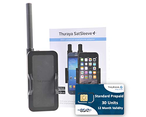 OSAT Thuraya Satsleeve + Teléfono Satelital y Standard SIM con 30 Unidades (20 Minutos) con 365 Días de Validez