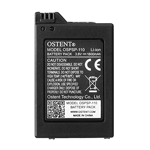 OSTENT Reemplazo de batería Recargable de Iones de Litio de 1800 mAh 3.6 V para la Consola Sony PSP 1000 PSP-110