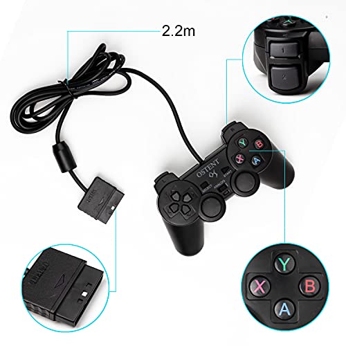 OSTENT Wired Analógico Controlador Gamepad Joystick Joypad para Sony Playstation PS2 PS1 PS One PSX Console Dual Shock Vibration Video Games