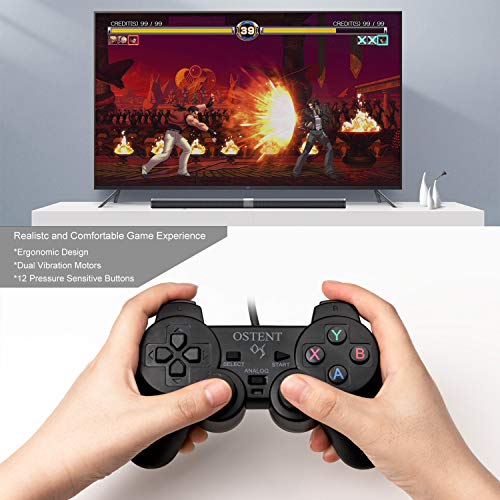 OSTENT Wired Analógico Controlador Gamepad Joystick Joypad para Sony Playstation PS2 PS1 PS One PSX Console Dual Shock Vibration Video Games