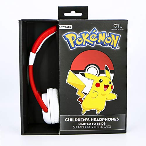 OTL Technologies- Auriculares para niños con Cable Rojo Pokeball Pokemon Multiplataforma (Android)