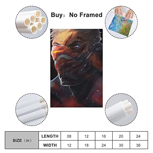 Overwatch Game Soldier 76 Cool Art Painting Póster de dibujos animados de lienzo y arte de la pared Impresión moderna de la decoración del dormitorio de la familia 20 x 30 pulgadas (50 x 75 cm)