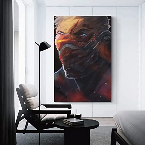 Overwatch Game Soldier 76 Cool Art Painting Póster de dibujos animados de lienzo y arte de la pared Impresión moderna de la decoración del dormitorio de la familia 20 x 30 pulgadas (50 x 75 cm)