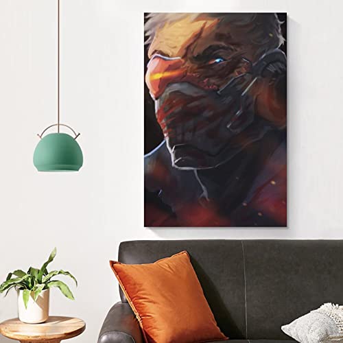 Overwatch Game Soldier 76 Cool Art Painting Póster de dibujos animados de lienzo y arte de la pared Impresión moderna de la decoración del dormitorio de la familia 20 x 30 pulgadas (50 x 75 cm)