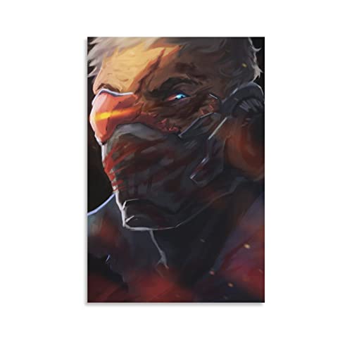 Overwatch Game Soldier 76 Cool Art Painting Póster de dibujos animados de lienzo y arte de la pared Impresión moderna de la decoración del dormitorio de la familia 20 x 30 pulgadas (50 x 75 cm)