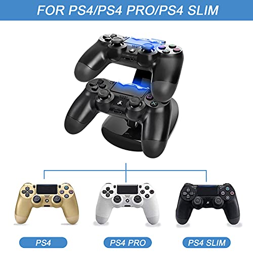 Ozvavzk Dock Station Stand PS4 Dual USB Base Controller PS4 Stand con Indicador LED Compatible con Sony Playstation 4/PS4 Pro/PS4 Slim Mando Inalámbrico Gamepad