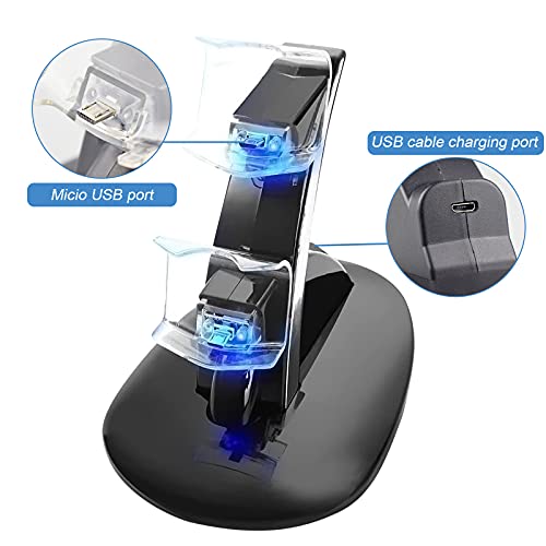 Ozvavzk Dock Station Stand PS4 Dual USB Base Controller PS4 Stand con Indicador LED Compatible con Sony Playstation 4/PS4 Pro/PS4 Slim Mando Inalámbrico Gamepad