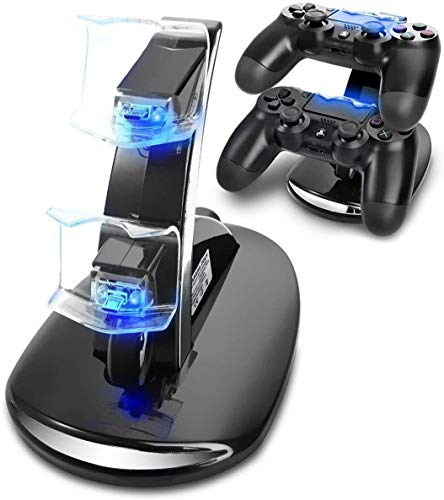 Ozvavzk Dock Station Stand PS4 Dual USB Base Controller PS4 Stand con Indicador LED Compatible con Sony Playstation 4/PS4 Pro/PS4 Slim Mando Inalámbrico Gamepad