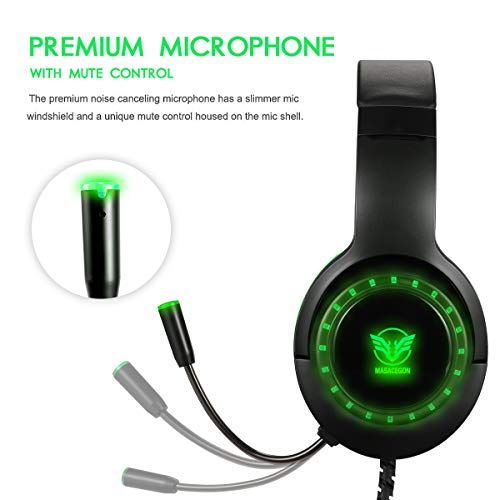 Pacrate 7.1 Auriculares Gaming PC Mac Cascos Gaming de Estéreo con Micrófono Bass Surround y Cancelación de Ruido Auriculares Compatible para Nintendo Switch USB Gaming Headset con Luz LED