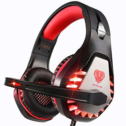 Pacrate PC Auriculares Gaming con Microfono para PS4 Xbox One, Switch, Mac, Cascos Gaming con Bass Surround y Cancelacion Ruido con Luz LED, Micrófono y Almohadillas Ajustables con 3.5mm Jack