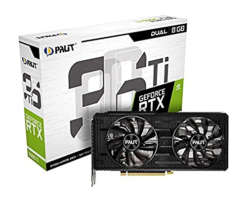 Palit RTX 3060 Ti Dual 8G GDDR6 Ray-Tracing Tarjeta Gráfica, 4864 Core, 1410 MHz GPU, 1665 MHz Boost, 3 x DisplayPort, HDMI