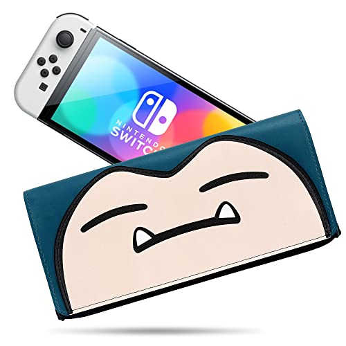 PALPOW Switch Funda para Nintendo Switch y Switch OLED, Bolsa de Cuero Portátil con 5 Cartuchos de Juego, Estuche de Viaje Compatible para Switch Consola y Tarjetas de Juego