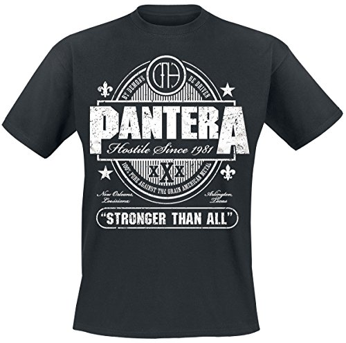 Pantera Stronger Than All Hombre Camiseta Negro XXL, 100% algodón, Regular