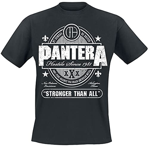 Pantera Stronger Than All Hombre Camiseta Negro XXL, 100% algodón, Regular