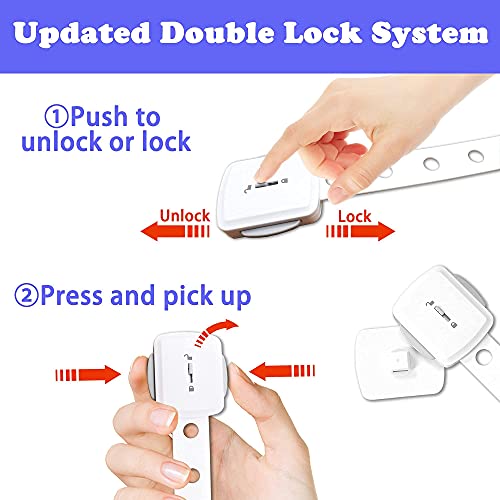 Paochocky 8 PCS ajustable Cerraduras de Seguridad Bebés con 3M Adhesivo No es Necesario Perforar para Nevera gabinetes Ventanas para Niños,Blanco