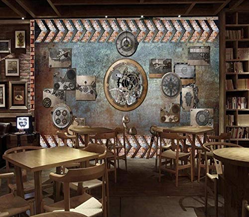 Papel tapiz 3D papel tapiz de ladrillo Retro steam engine do old gear estilo industrial wallpaper personalidad theme restaurant bar mural living room bedroom wallpaper-Mural 3D_El 150 * 105cm