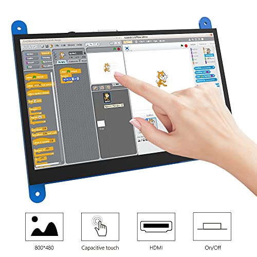 para Pantalla Raspberry Pi 4, Monitor de Pantalla táctil capacitiva HDMI de 5 Pulgadas - Pantalla LCD HD de 800x480 (Compatible con Pi 4 y Pi 3 B +, Windows)