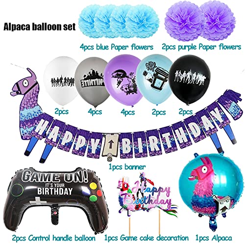 PAWT Artículos de Fiestas para Fanáticos de los Videojuegos Decoraciones para Cumpleaños de Tema de Videojuegos con Globos Cake Toppers para Decoraciones