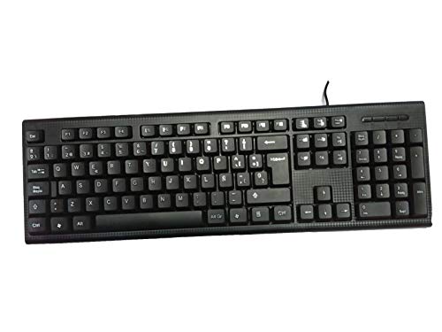 PC Case PCC-KTR-001 - Kit de Teclado y ratón pc (Membrana, USB, cableado, diseño Fibra de Carbono) QWERTY Español, Color Negro