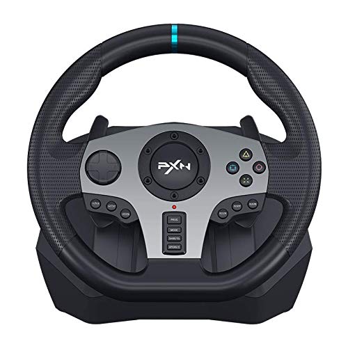 PC Steering Wheel, PXN V9 Universal Usb Car Sim 270/900 degree Race Steering Wheel with 3-pedal Pedals And Shifter Bundle for PS3, PS4, Xbox, One, Nintendo Switch