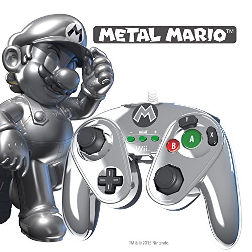 PDP - Mando Fight Pad Con Cable: Metal Mario (Nintendo Wii U)