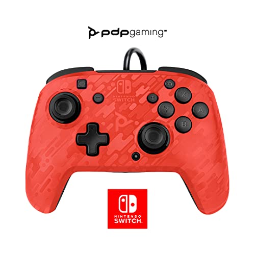 PDP Mando Pro Faceoff Deluxe + Audio Chat Camo Rojo (Nintendo Switch)