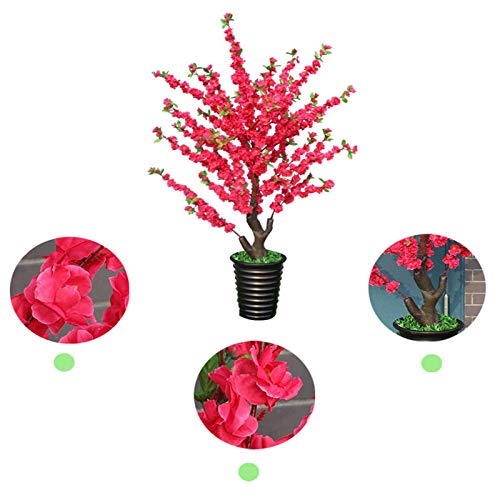 Peach Blossom Tree Living Room Floor Decoration Large Potted Plant Layout Photography Wedding Wishing Tree Faux Flowers (Color : Pink Size : One Size) (Red One Size)