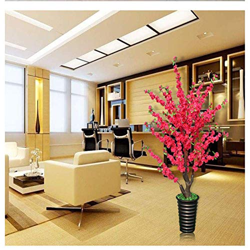 Peach Blossom Tree Living Room Floor Decoration Large Potted Plant Layout Photography Wedding Wishing Tree Faux Flowers (Color : Pink Size : One Size) (Red One Size)
