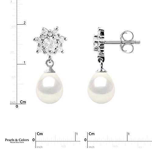 Pearls & Colors – Juego de collar y pendientes – perlas cultivadas de agua dulce – Calidad AAA+ – Plata 925 milésimas – Joya para mujer