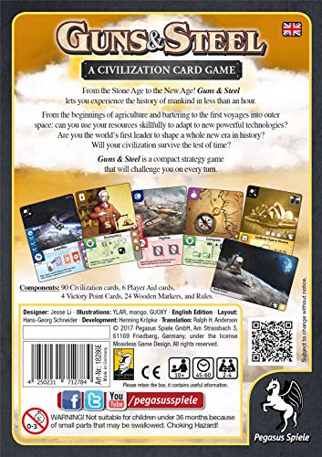 Pegasus Spiele Guns und Steel, A Story of Civilization 18286E - Juego de Cartas (en inglés)
